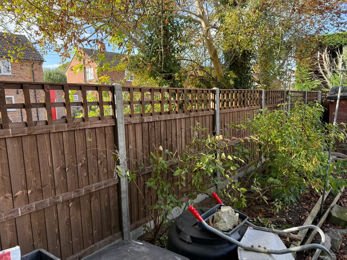 Fencing contractors installing a timber fence in Haslemere