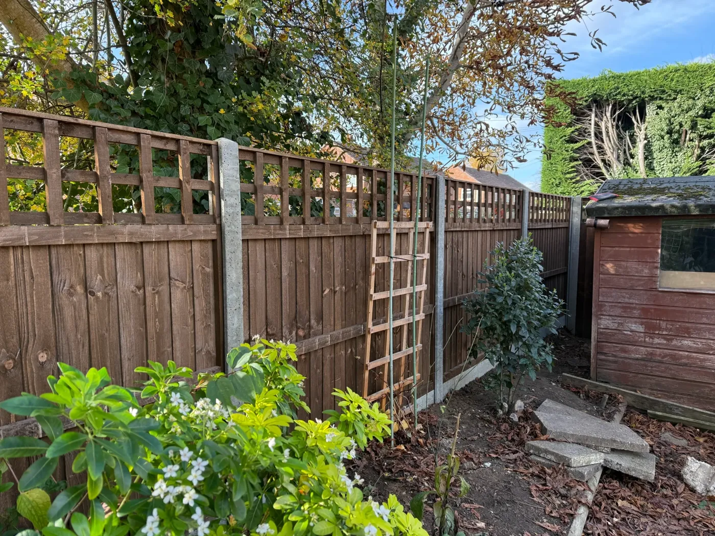 Trellis topped fence panels fitted in a Haslemere garden